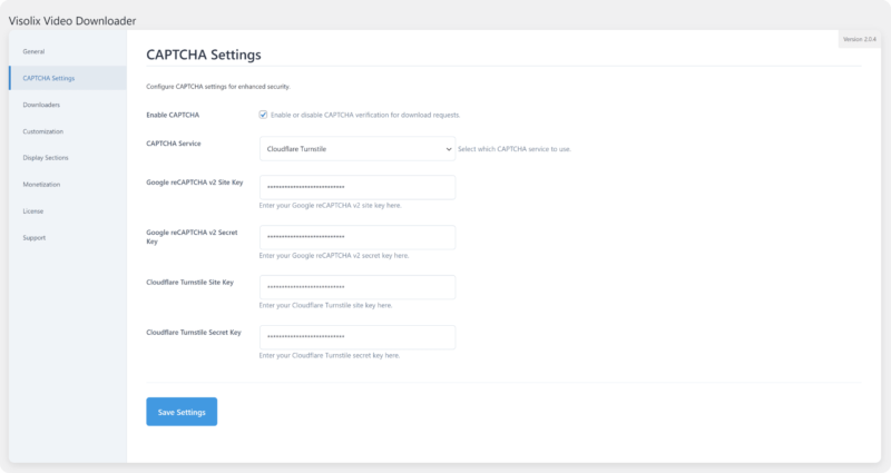 CAPTCHA Settings